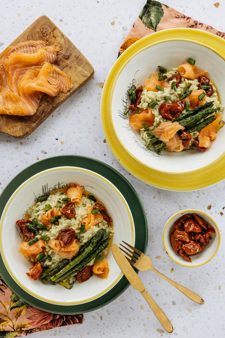 Asperge risotto met zalm