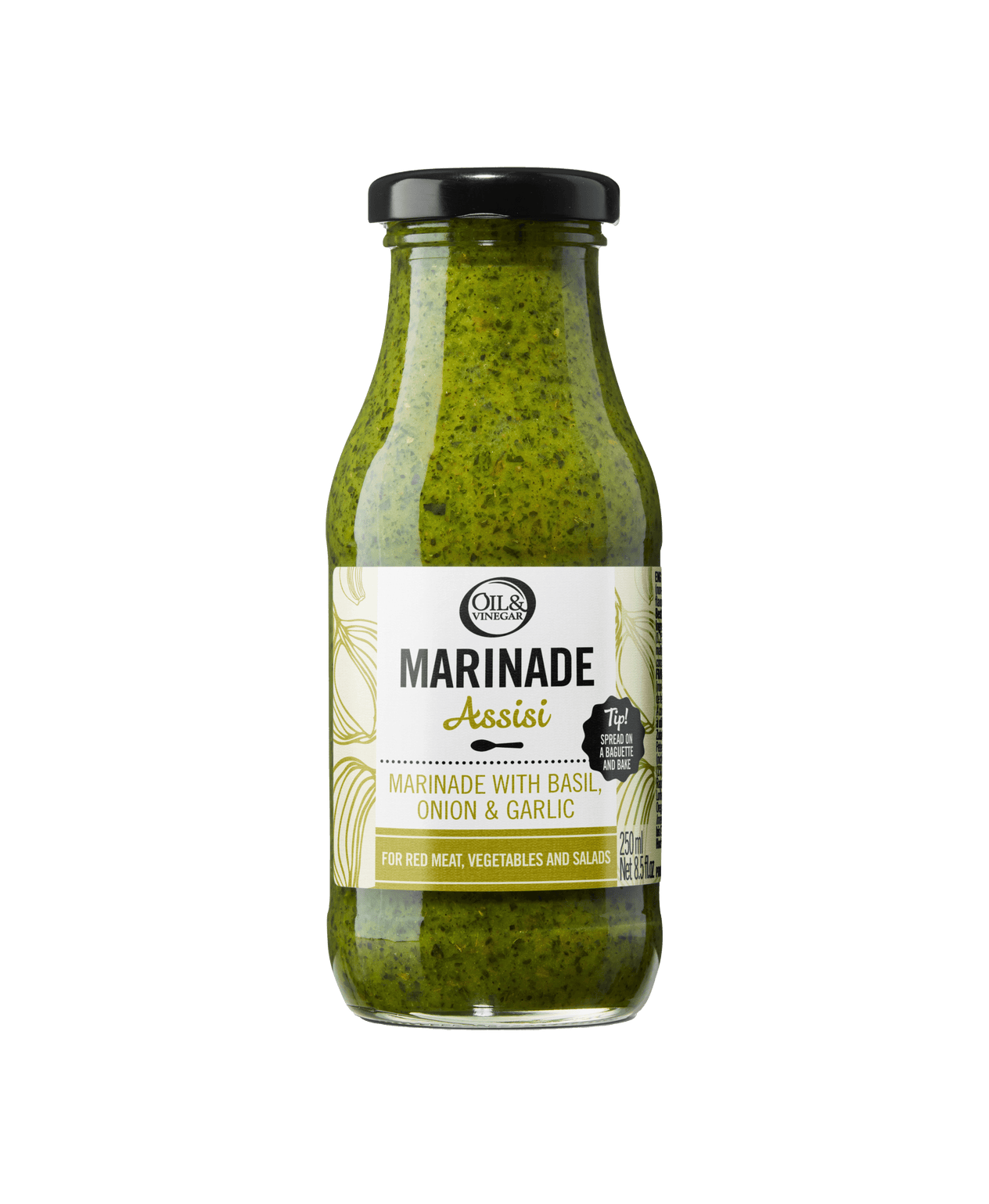 Marinade Assisi met Basilicum, Ui & Knoflook - 250ml