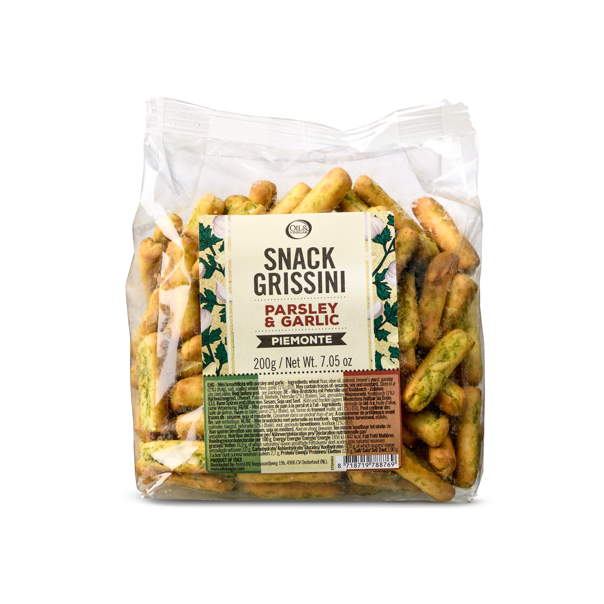 Grissini Piemonte - Broodstengels met Knoflook en Peterselie - 200g