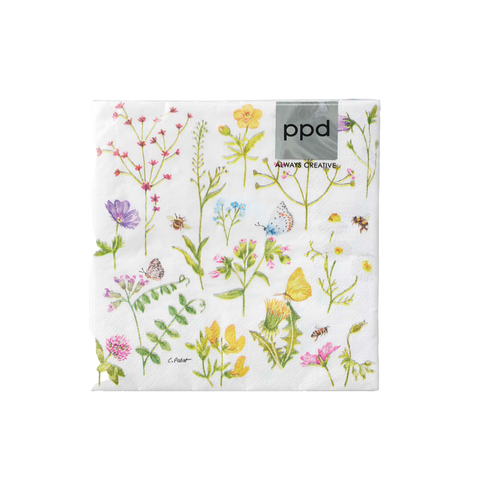 Servet met Bloemen - 25x25cm - Set van 20