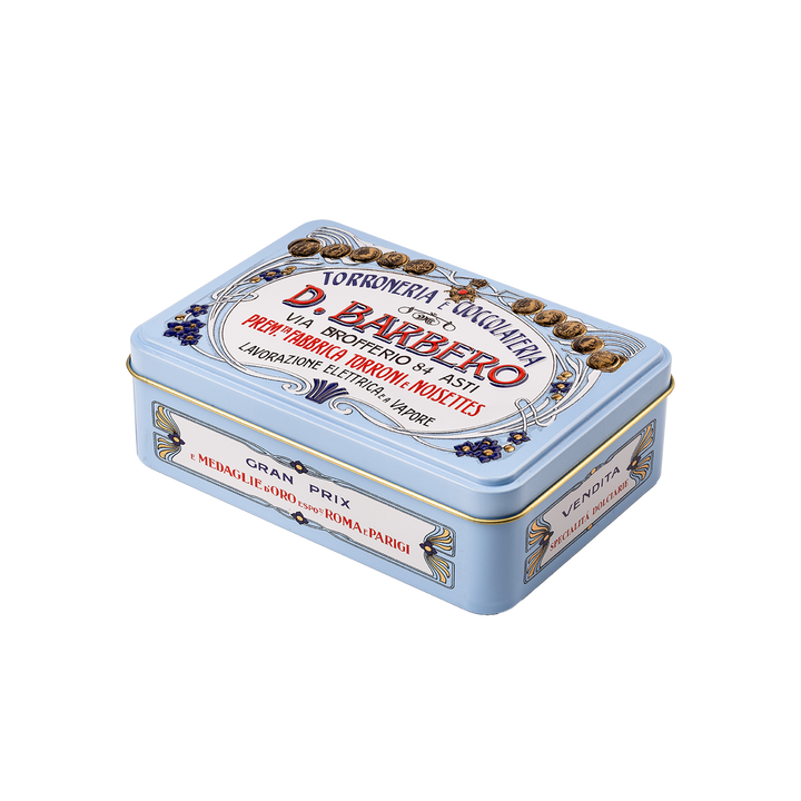 Hazelnootchocolade in vintageblik - 100g